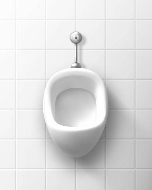White ceramic urinal on wall in male toilet clipart