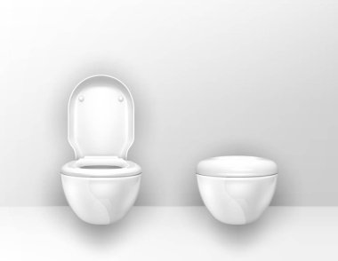 Modern klozetler WC 'de duvara monte edilmiş.