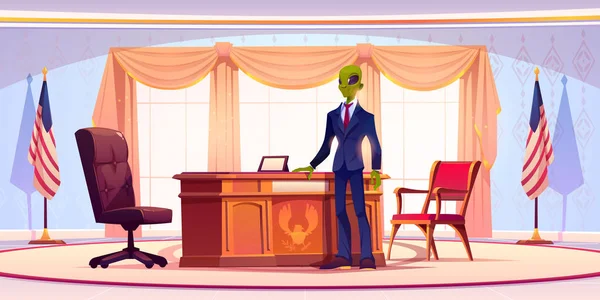 Funny alien business man or president in office