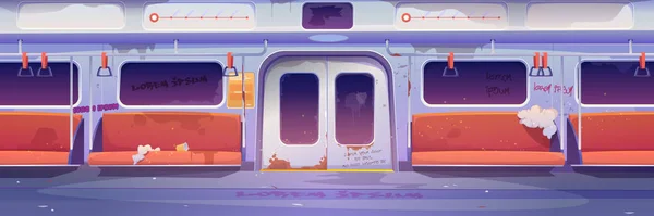 Metro in getto empty subway interior with graffiti — 스톡 벡터
