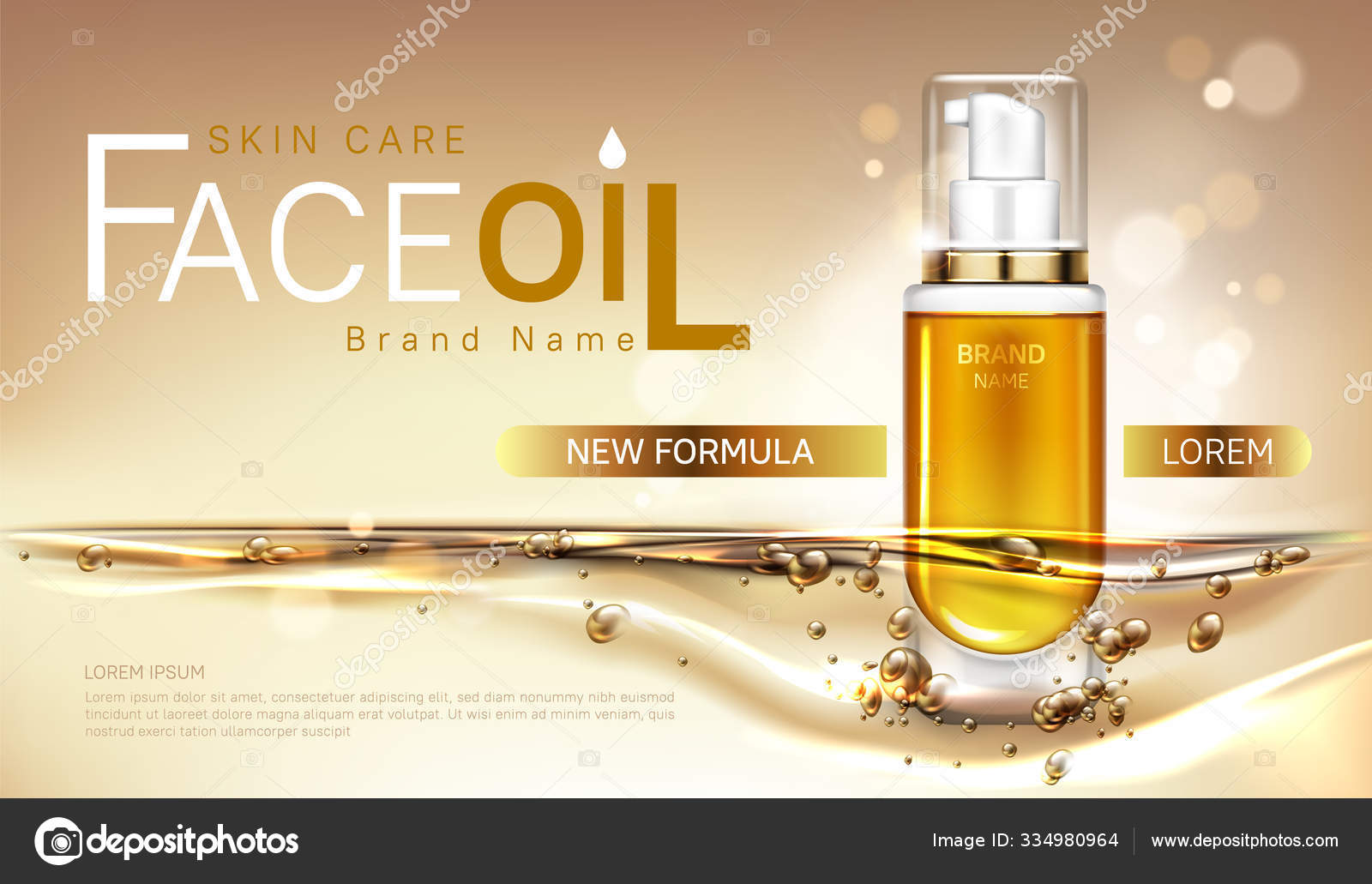 Download Face Oil Skin Care Cosmetics Bottle Mock Up Banner Vector Image By C Klyaksun Vector Stock 334980964