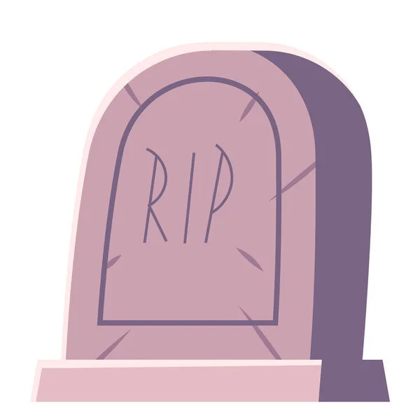 Cementerio, lápida con inscripción RIP, dibujos animados — Vector de stock