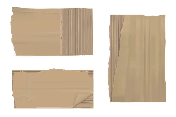 Σκισμένο χαρτί από χαρτόνι. Καφέ κουρελιασμένα σκισμένα σεντόνια — Διανυσματικό Αρχείο