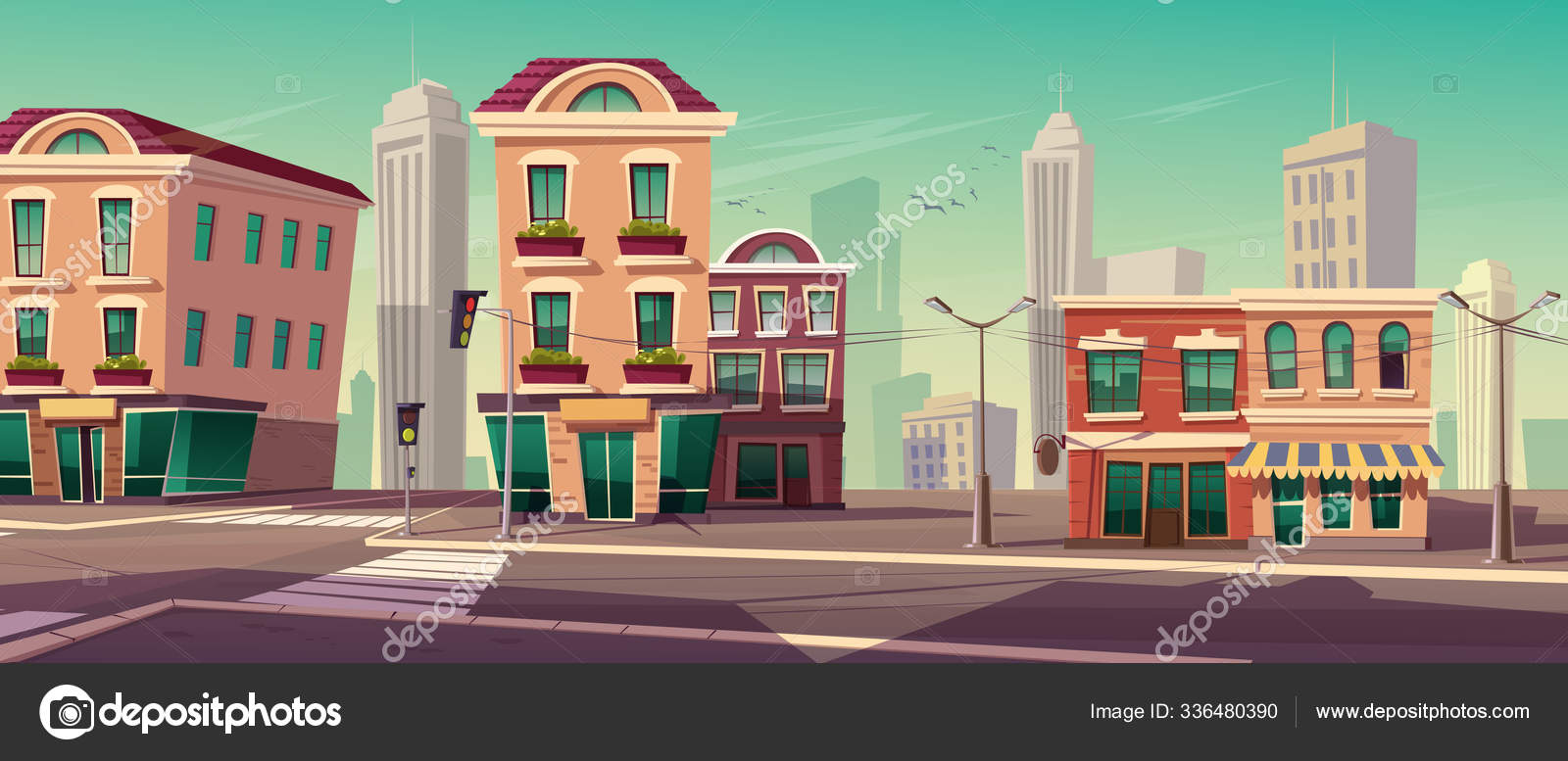 City street with houses and road Stock Vector Image by ©klyaksun #336480390