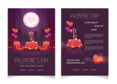 Romantik akşam yemeği için sevgililer günü broşürü