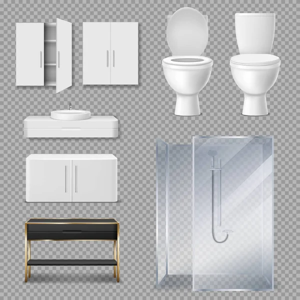 Cabine de douche, WC et lavabo pour salle de bain — Image vectorielle