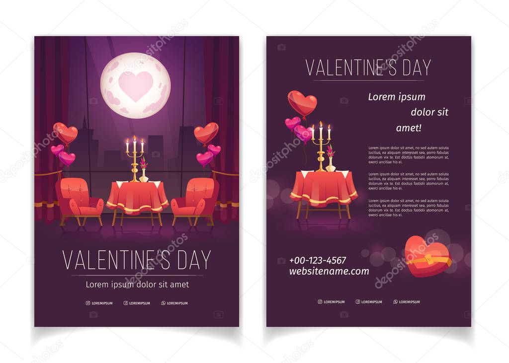 Valentines day flyer for romantic dinner