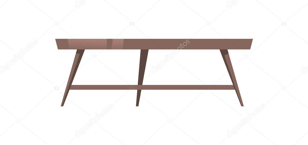 Wooden table isolated on white background. Furniture design element for kitchen or living room interior, domestic decorative coffee desk side view, cartoon flat vector illustration, icon, clip art
