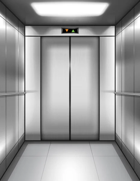 Empty elevator cabin with closed doors inside — Stock Vector