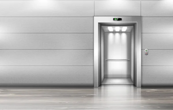 Otwarte drzwi windy w nowoczesnym korytarzu biurowym — Wektor stockowy