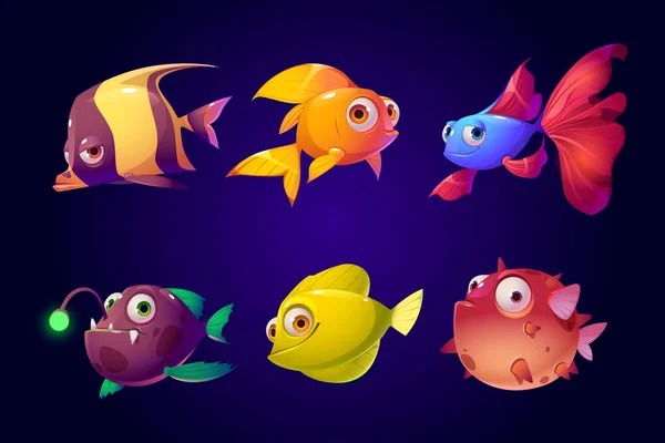 Морська риба, набір тропічних барвистих акваріумних істот — стоковий вектор
