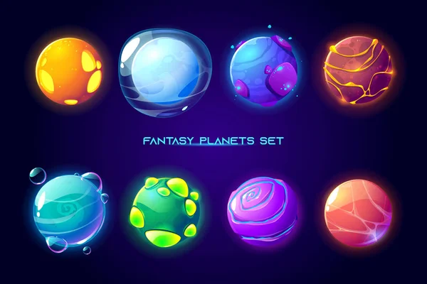 Fantasy space planets for ui galaxy game — Vector de stoc