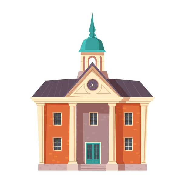 Urbain style colonial rétro bâtiment dessin animé — Image vectorielle