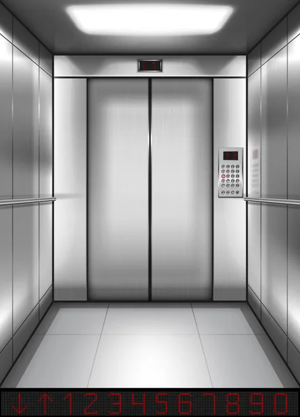 Realistyczna kabina windy z zamkniętymi drzwiami wewnątrz — Wektor stockowy