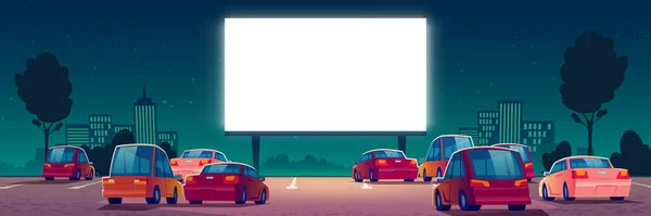 Outdoor bioscoop, drive-in bioscoop met auto 's — Stockvector