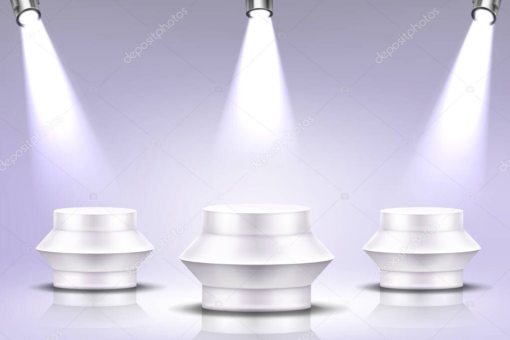 Podium with spotlight illumination, round stage