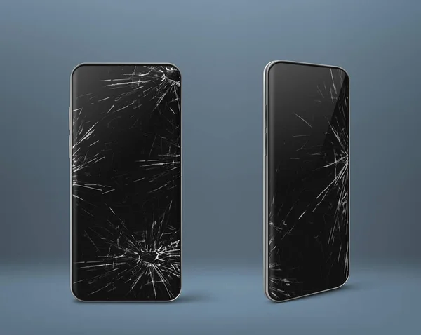 Téléphone portable avec écran cassé, appareil gadget — Image vectorielle