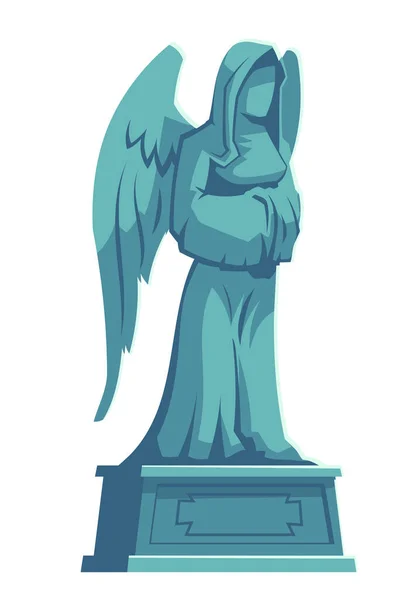 Angel stone figure, cemetery tombstone memorial — 스톡 벡터