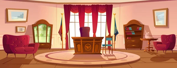 Innenraum des ovalen Büros im Weißen Haus tagsüber — Stockvektor