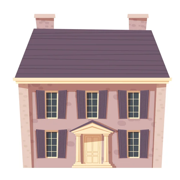 Urban retro colonial style building cartoon