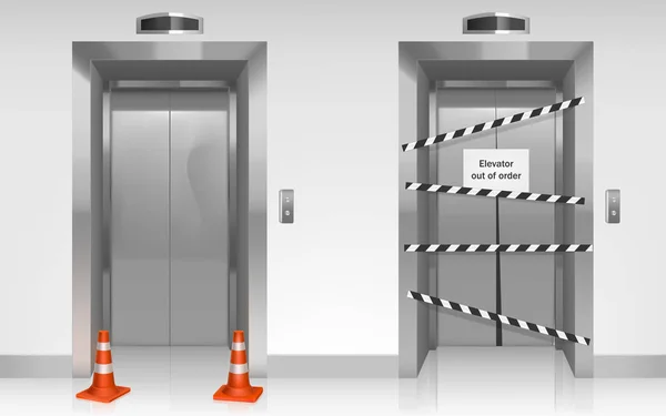 Nieczynna winda z wyłamanymi drzwiami — Wektor stockowy