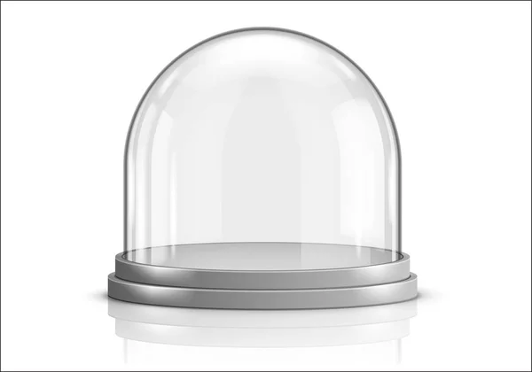 Glass dome and gray plastic tray realistic vector — Stock Vector