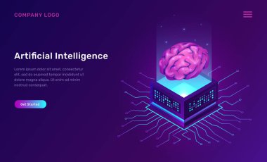 Yapay zeka veya ai izometrik kavram