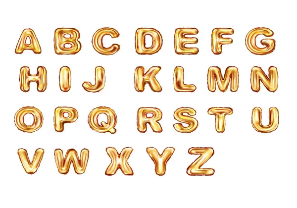 Alfabet gouden ballonnen realistische vector — Stockvector