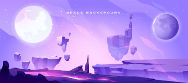 Space background with landscape of alien planet clipart
