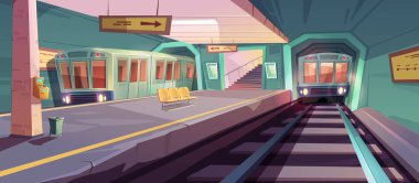 Gelen trenlerle dolu boş metro platformu