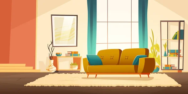 Vector interieur van de woonkamer met sofa — Stockvector