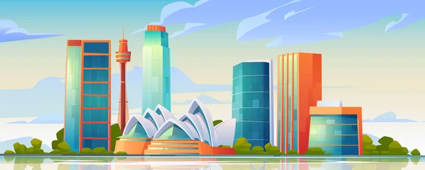 Sydney, Australië skyline met Opera house banner — Stockvector