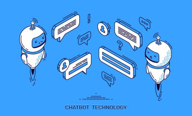 Chatbot teknolojisi afişi. Ai robot istemci desteği