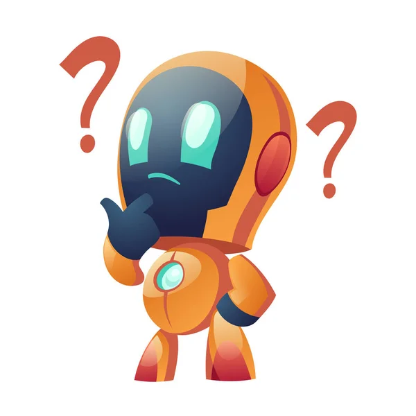 Chatbot με ερωτηματικά, στοχαστικό faq ρομπότ — Διανυσματικό Αρχείο