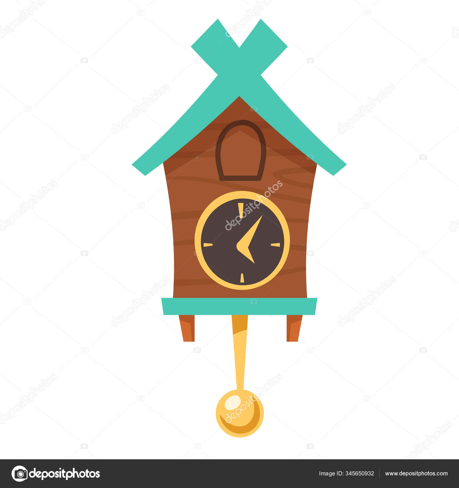 Reloj de cuco de madera vintage con péndulo Vector de stock