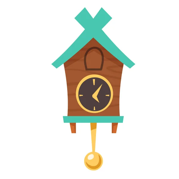 Винтажные деревянные часы с кукушкой и маятником — стоковый вектор
