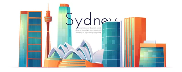 Sydney, Australien skyline med Opera hus banner — Stock vektor