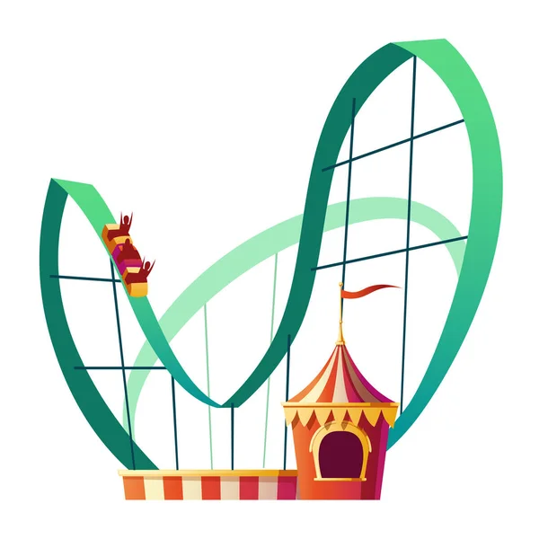 Rollercoaster attractie met gelukkige mensen clipart — Stockvector