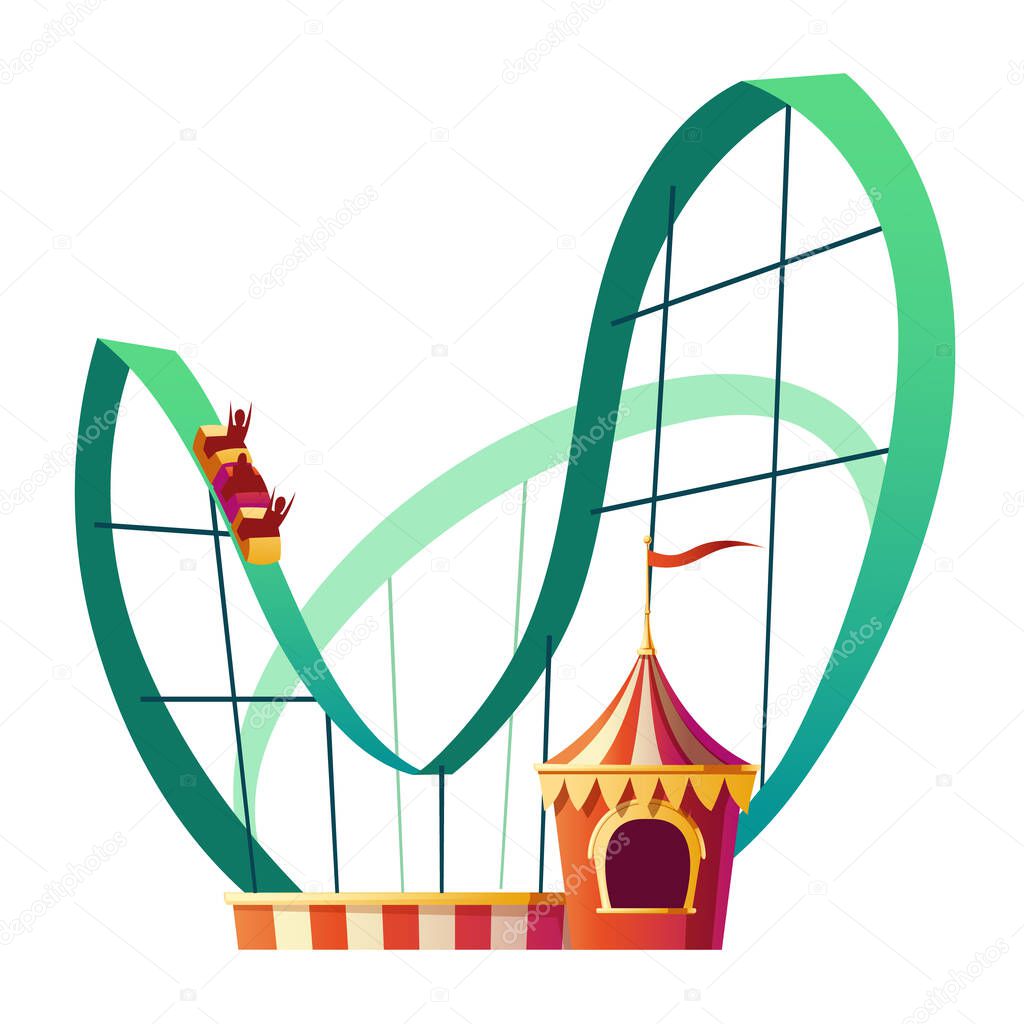 Rollercoaster attraction with happy people clipart