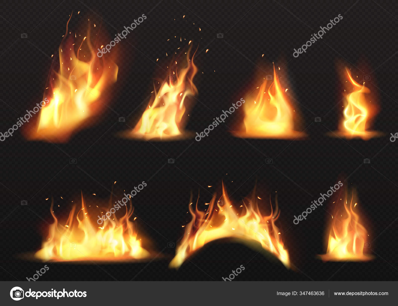 Free Vector, Fire flame burn flare torch hell fiery icons set isolated  vector illustration