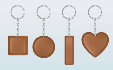 Vector brown leather keychain, holder for key clipart
