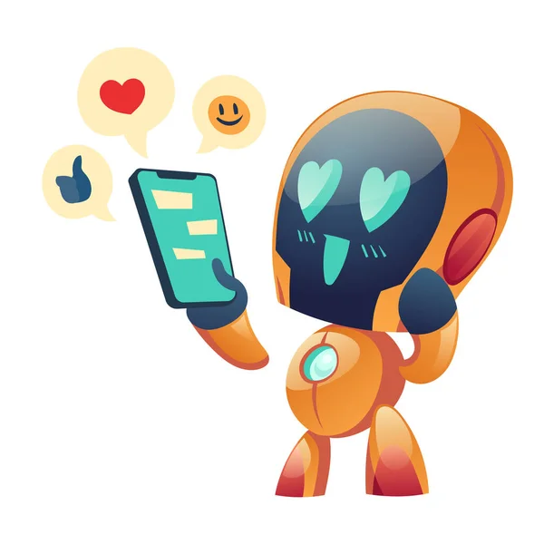 Robot o chatbot avendo amore conversazione online — Vettoriale Stock