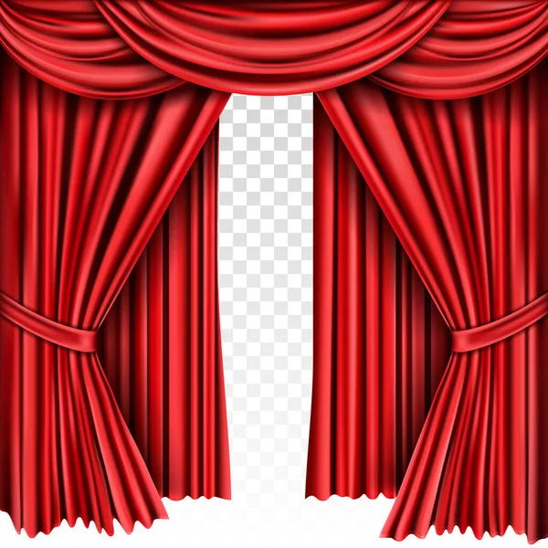 Roter Bühnenvorhang für Theater, Opernszenen-Drapierung — Stockvektor