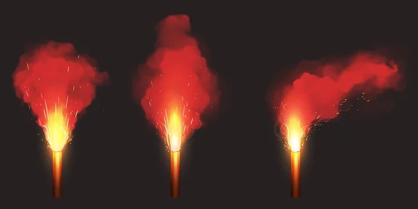 Burn red flare, emergency signal light — Stock Vector
