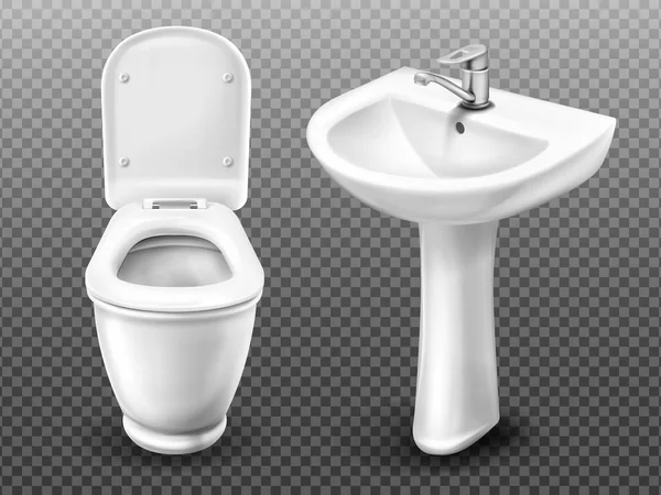 Vector toilet kom en wastafel voor badkamer — Stockvector