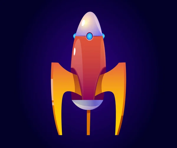 Vector cartoon rocket, orange spaceship — Stock Vector