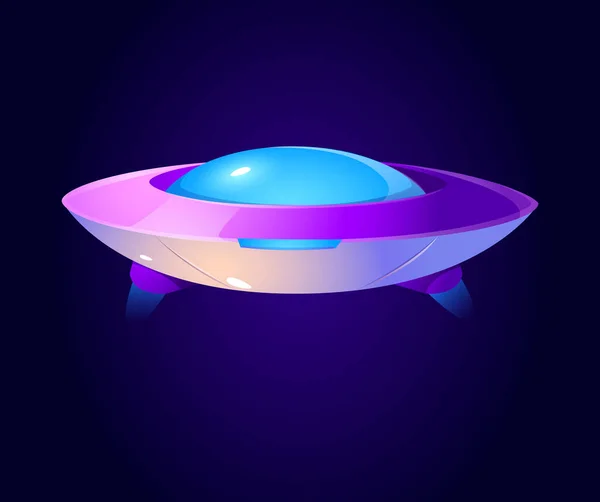 Vector cartoon alien spaceship, ufo in cosmos — Stock Vector