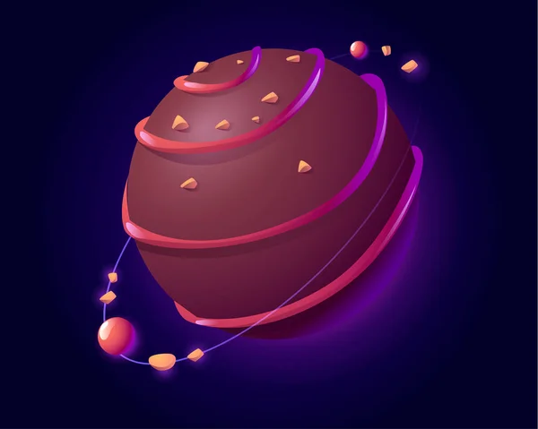 Planète de chocolat vectoriel dessin animé dans l'espace — Image vectorielle