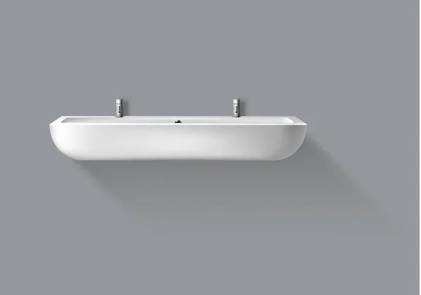 Lavabo vectoriel réaliste avec robinets pour salle de bain — Image vectorielle