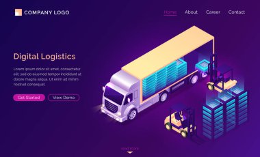 Digital logistics isometric landing, data delivery